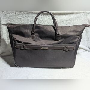 CHAPS Rolling Garment Bag Travel Carry On Suitcase Brown